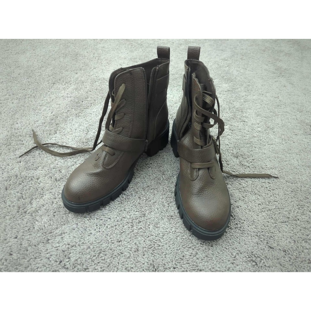 Seychelles Boots Women's 11 Wide Brown Leather Lace Up Block Heel Ankle N36094W